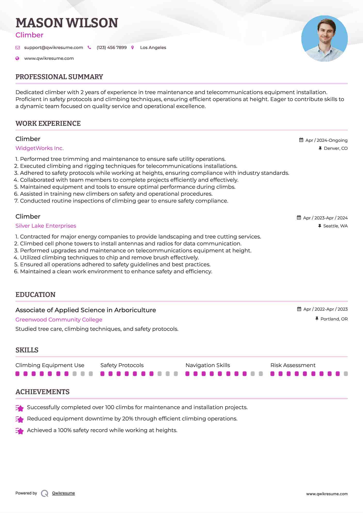 Climber Resume Template