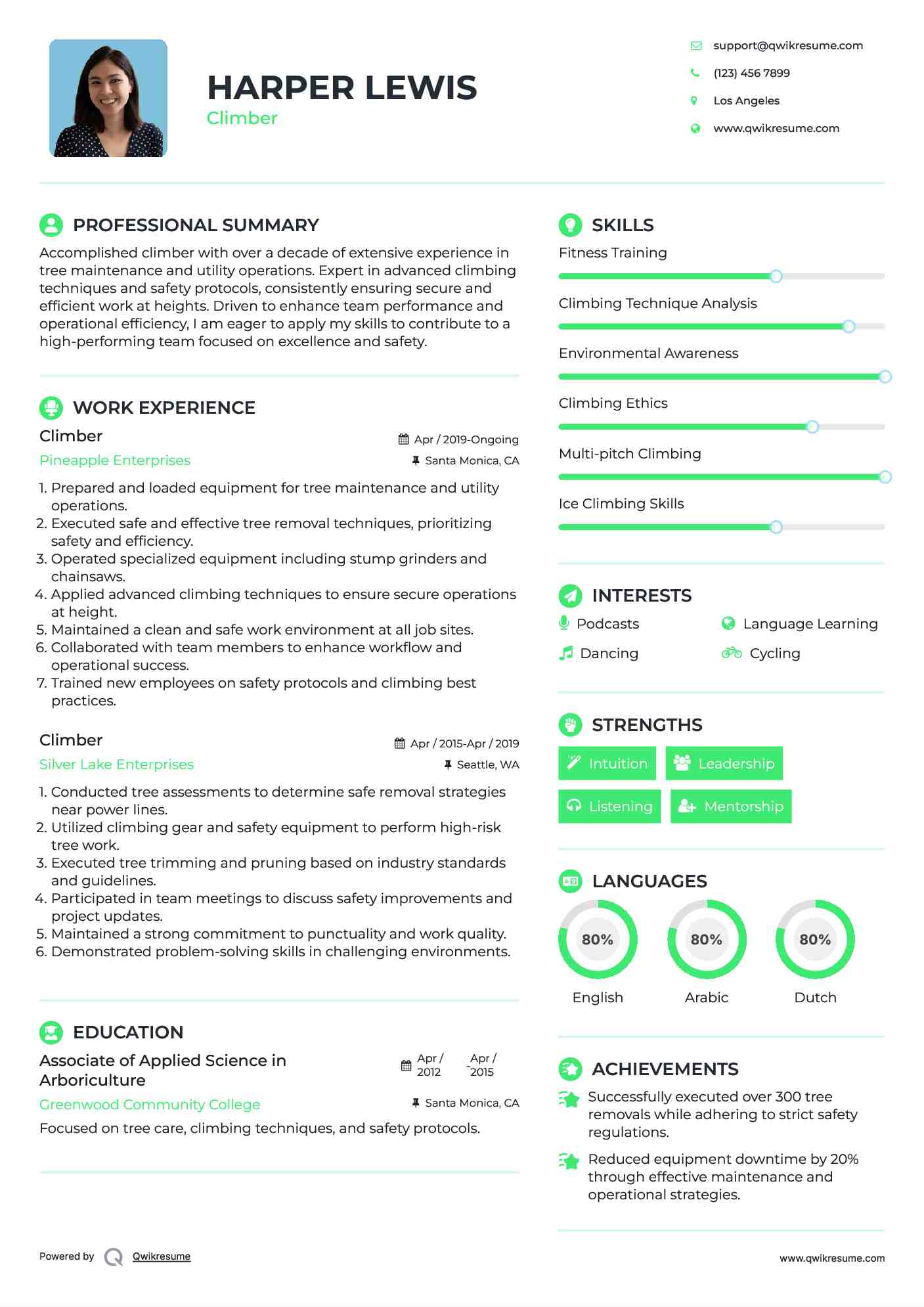 Climber Resume Model