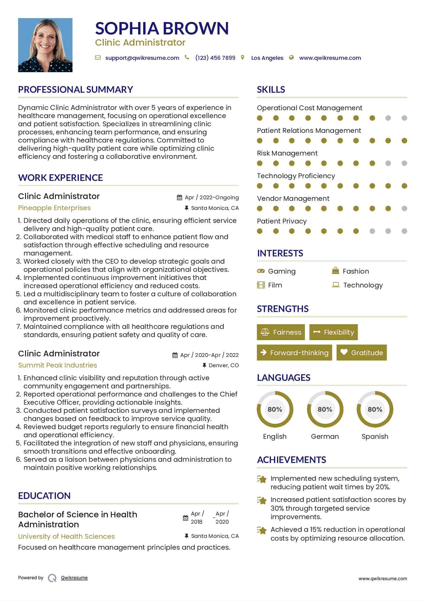 clinic administrator resume samples qwikresume resume clinic