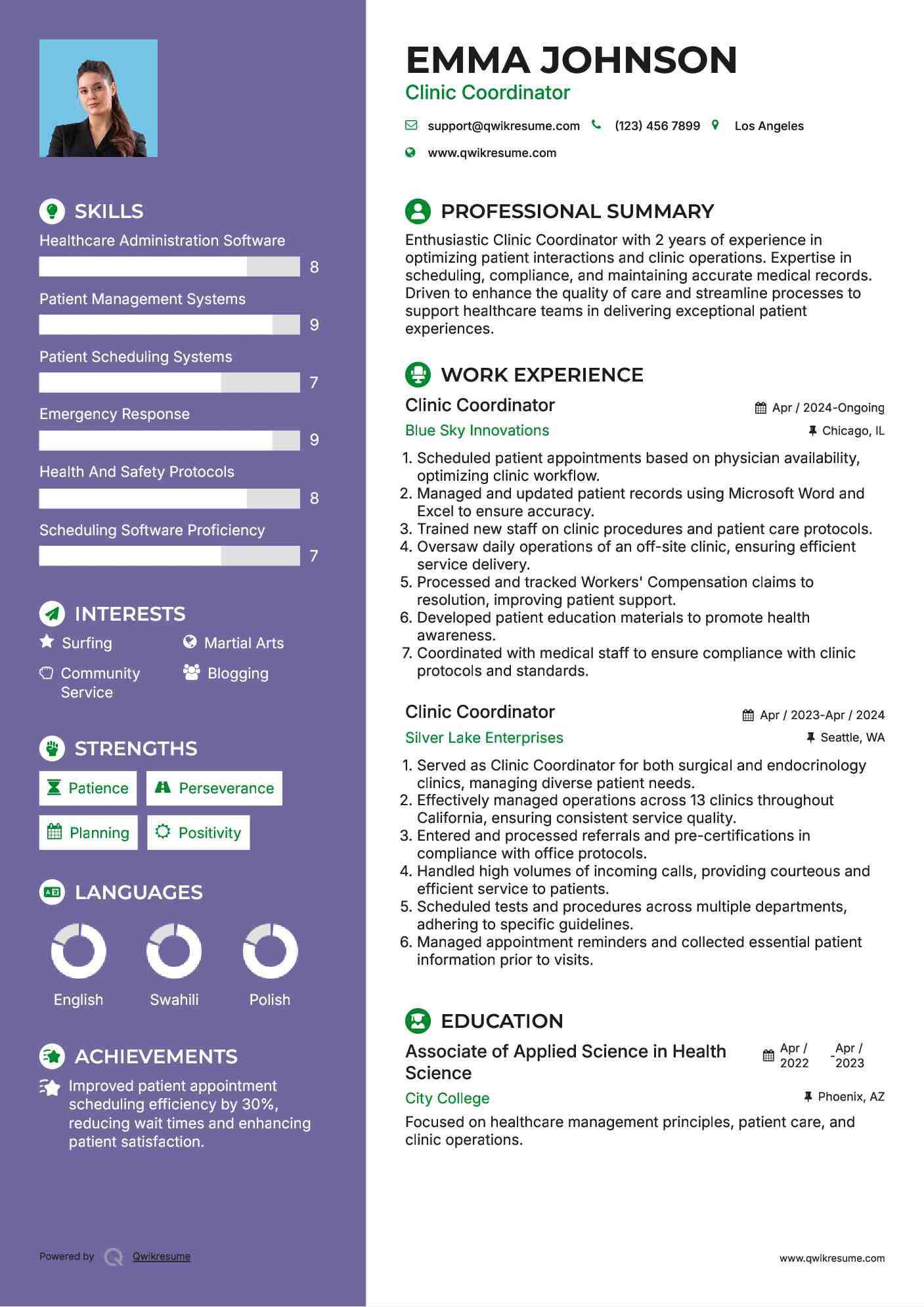 Clinic Coordinator Resume Format