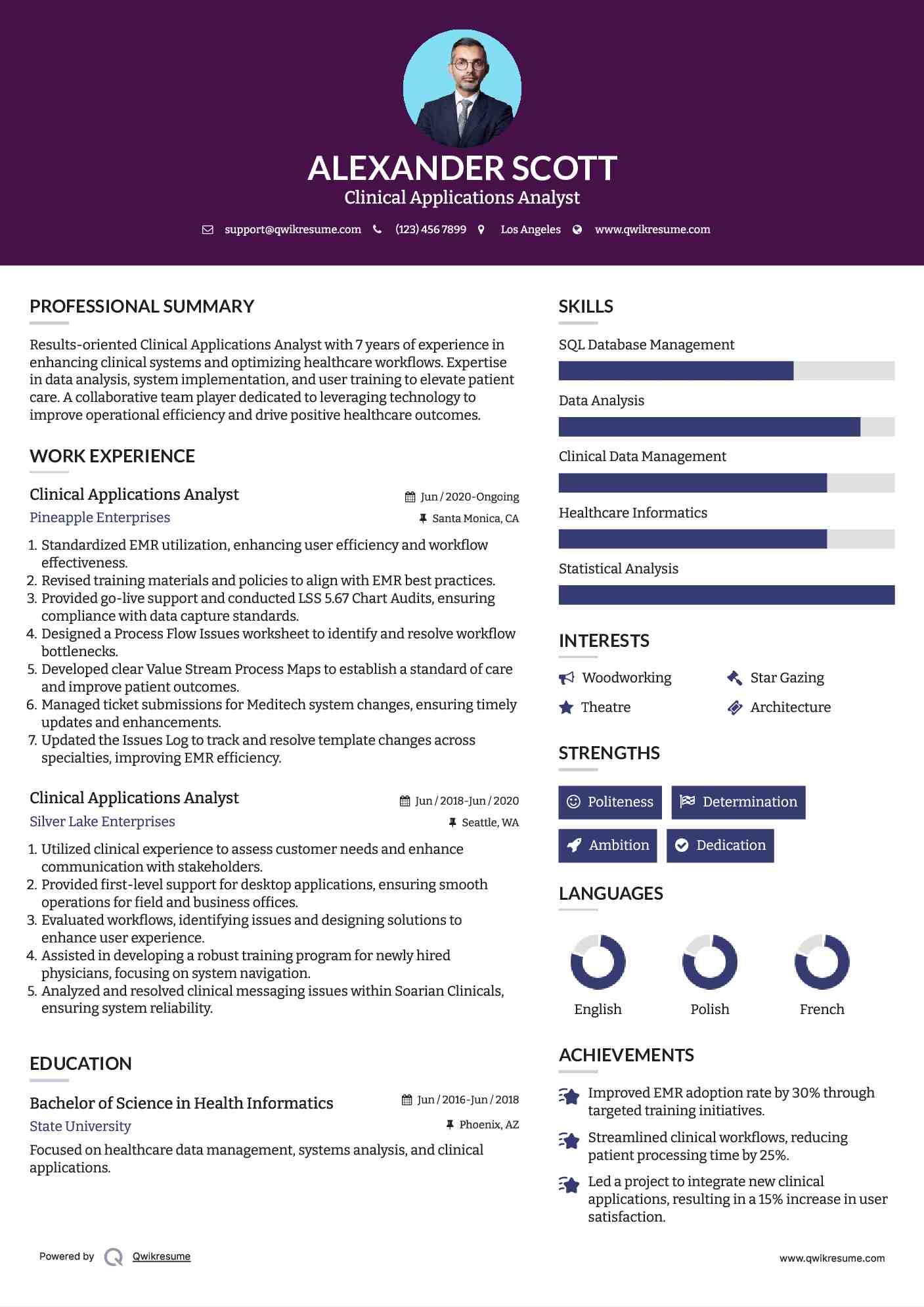 Clinical Applications Analyst Resume Format