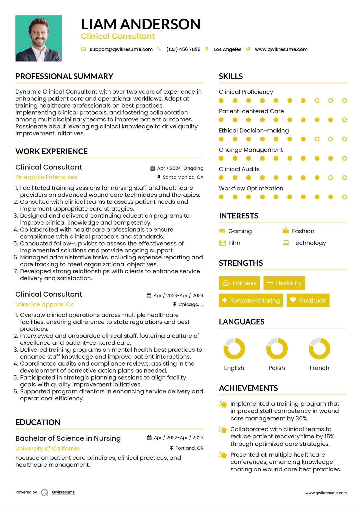 Clinical Consultant Resume Format