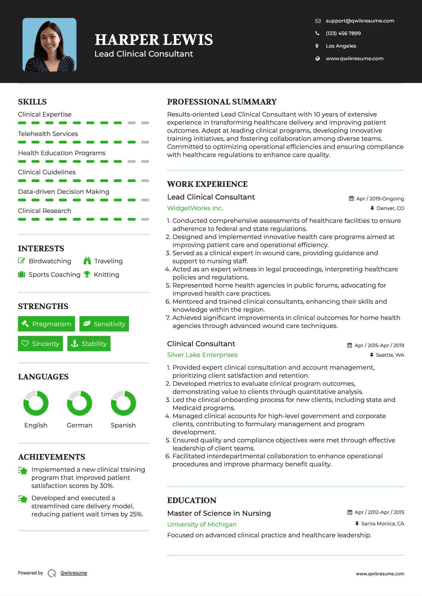 Lead Clinical Consultant Resume Template