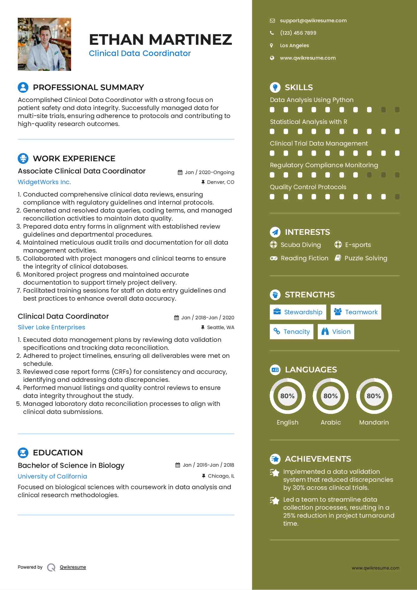 Clinical Data Coordinator Resume Samples QwikResume