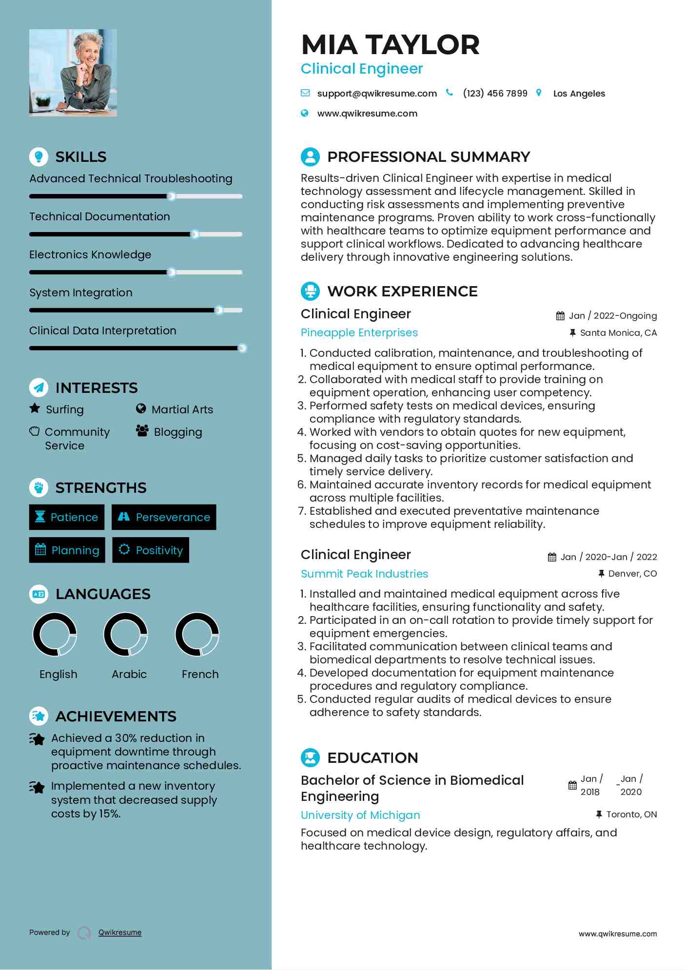 Clinical Engineer Resume Template