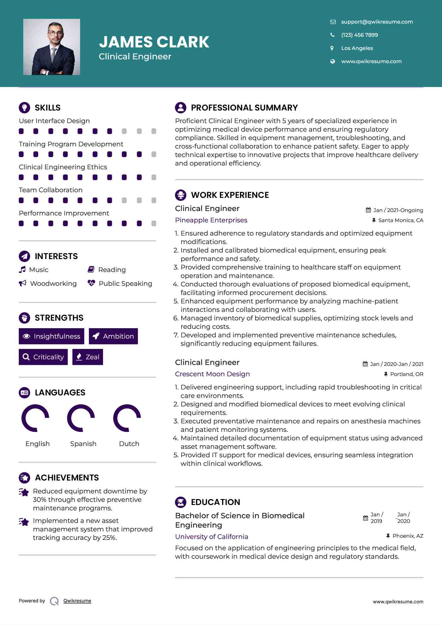Clinical Engineer Resume Model