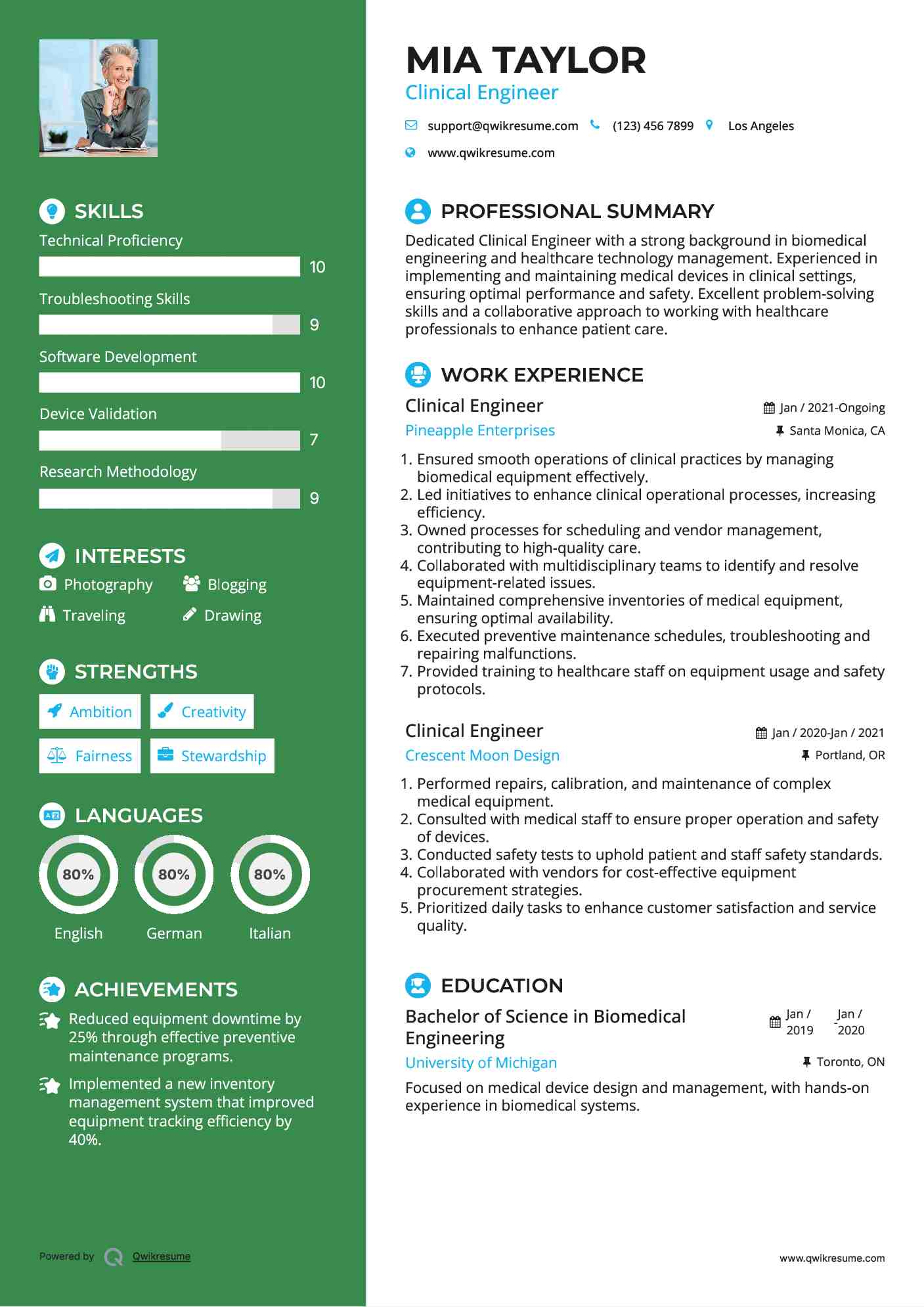 Clinical Engineer Resume Format