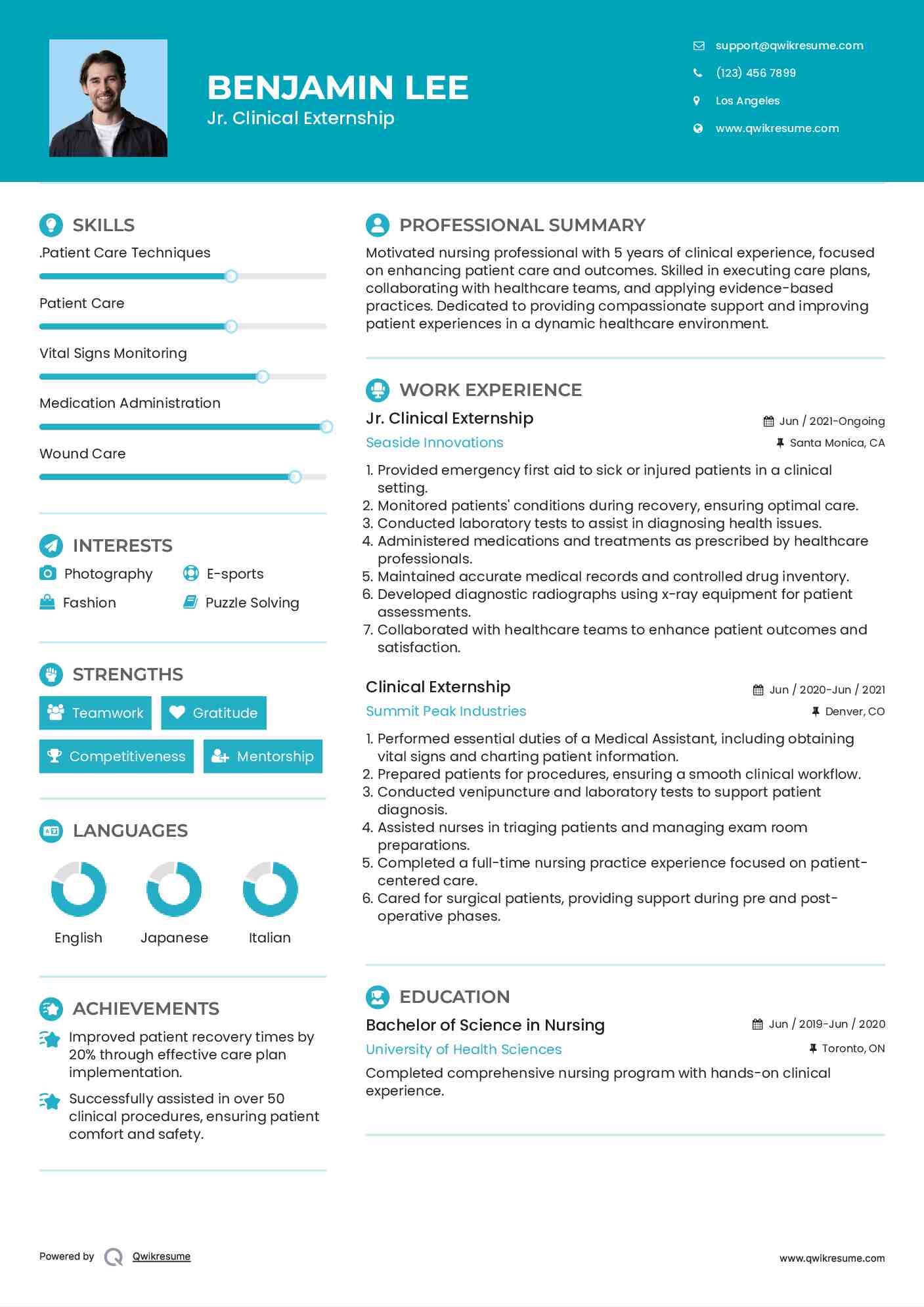 Jr. Clinical Externship Resume Format