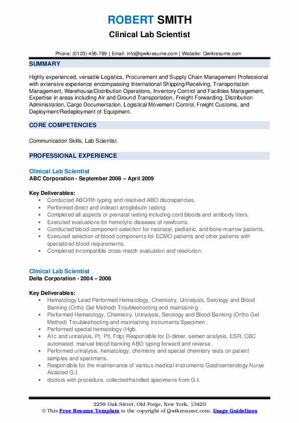 Clinical Lab Scientist Resume Samples - Clinical Lab Scientist 1615862429 Pdf 