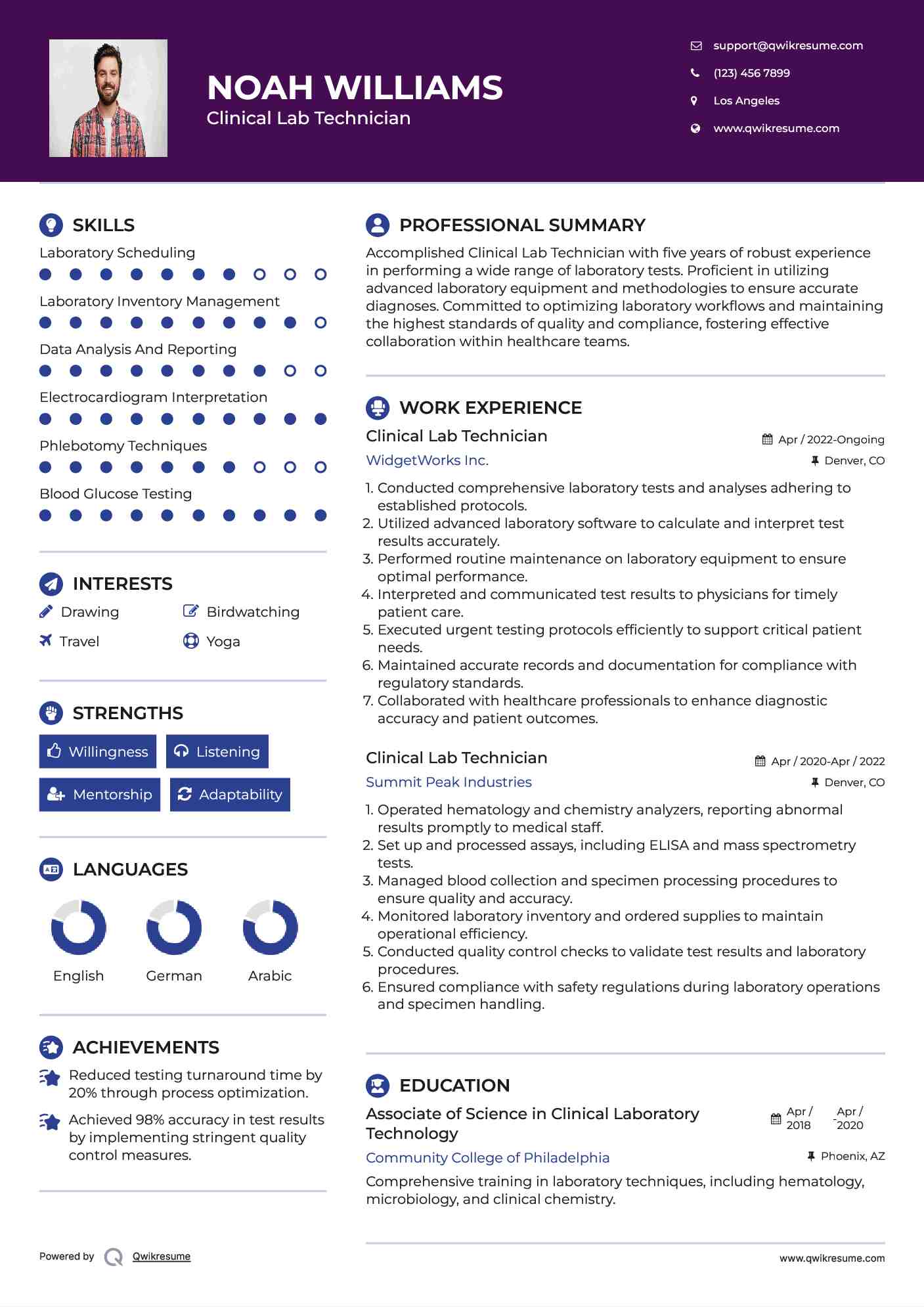 Clinical Lab Technician Resume Format