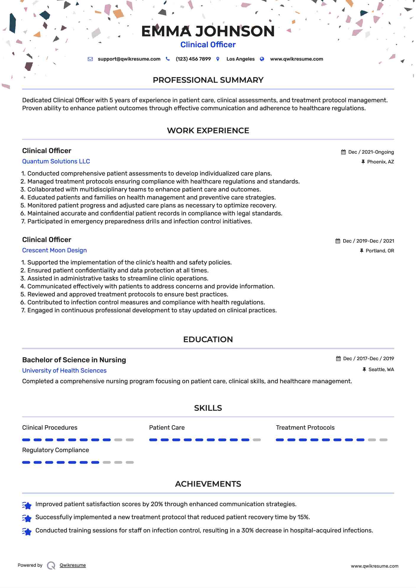 Clinical Officer Resume Template