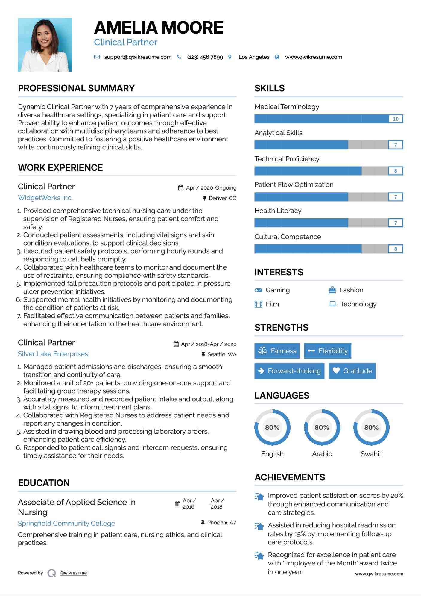Clinical Partner Resume Example