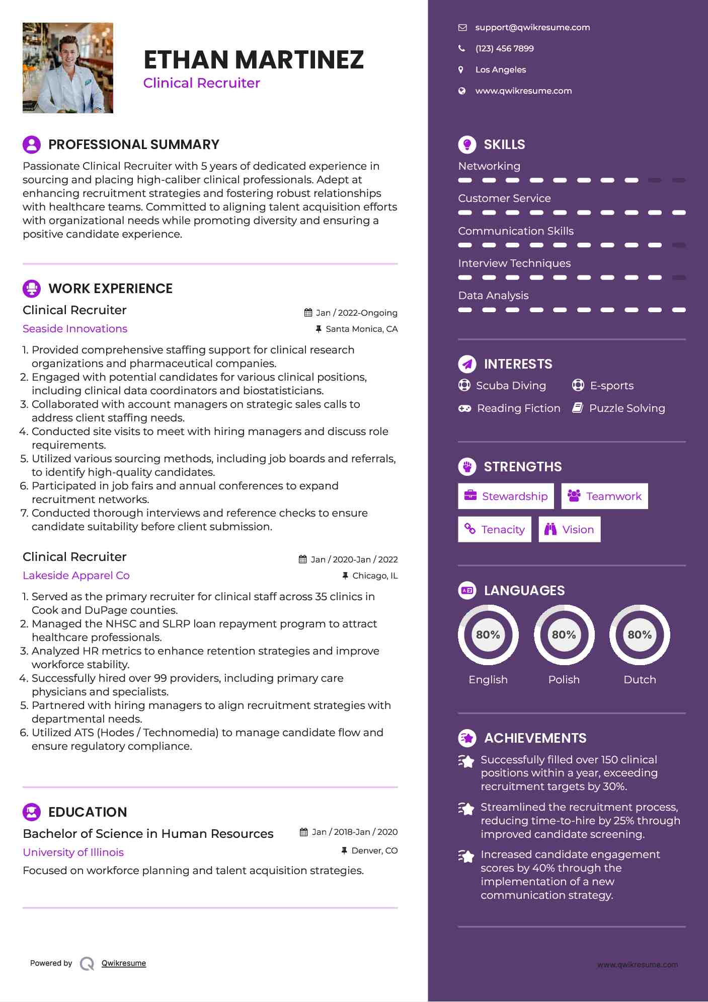 Clinical Recruiter Resume Format