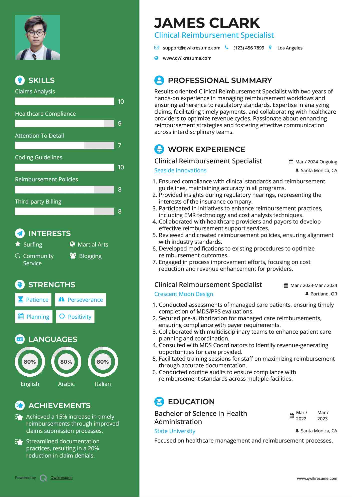Clinical Reimbursement Specialist Resume Format