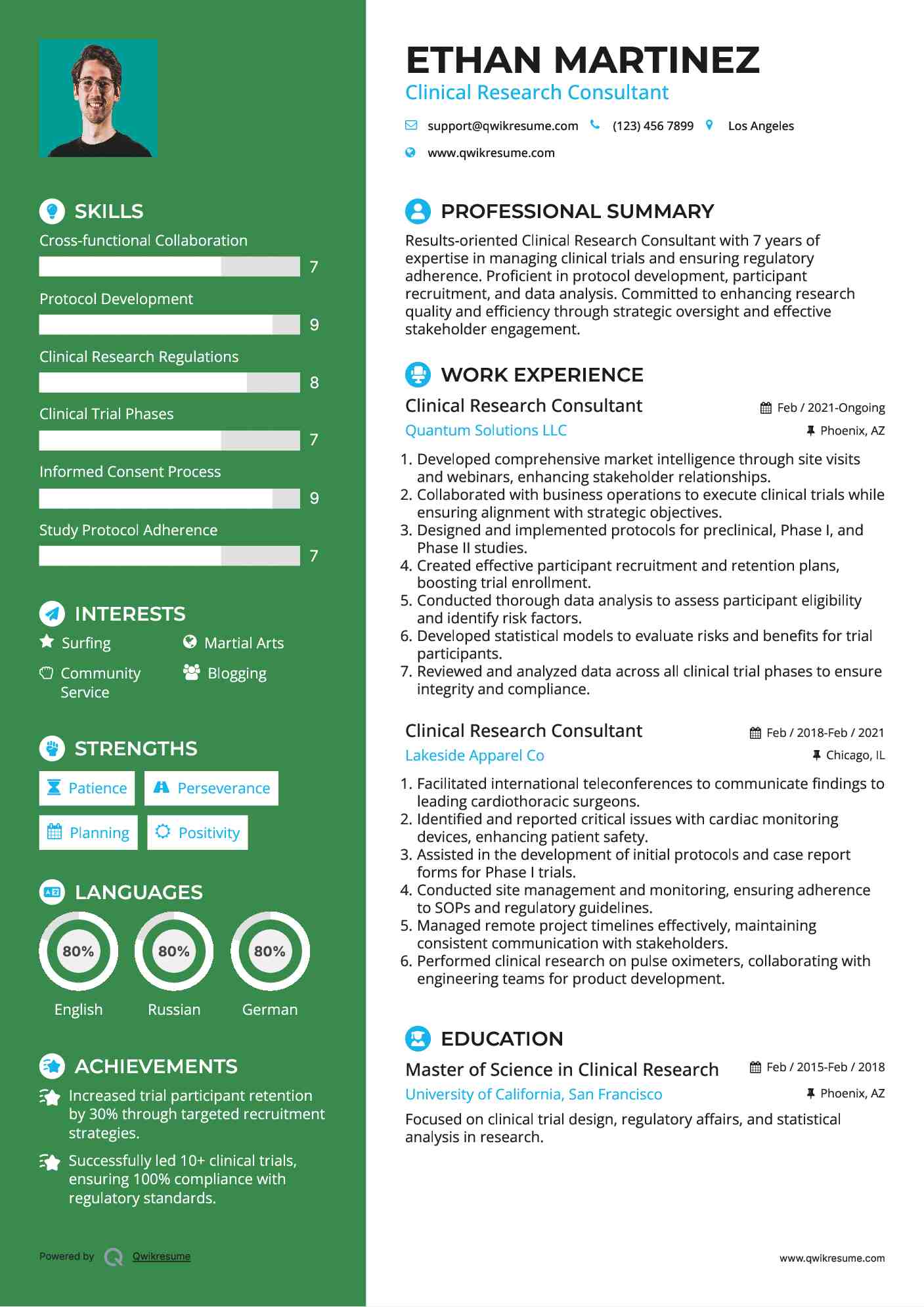Clinical Research Consultant Resume Template