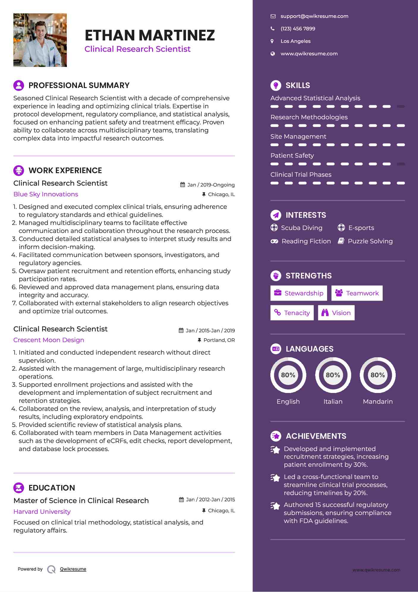 Clinical Research Scientist Resume Format
