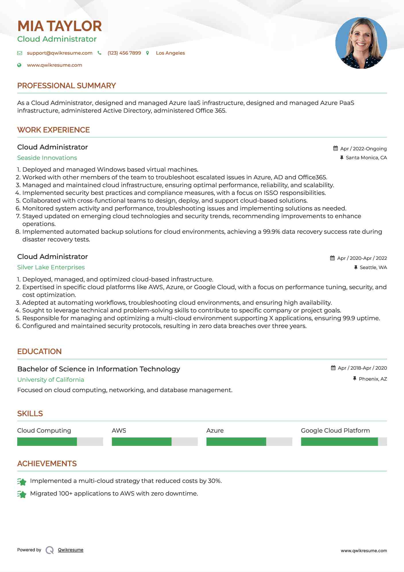 Cloud Administrator Resume Template
