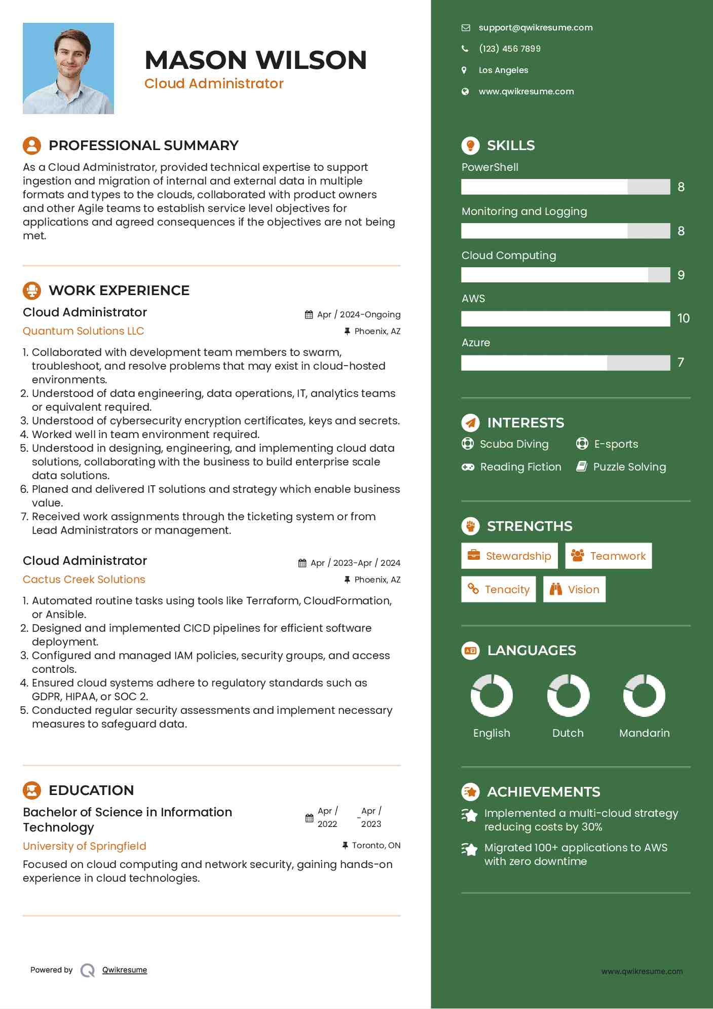 Cloud Administrator Resume Format