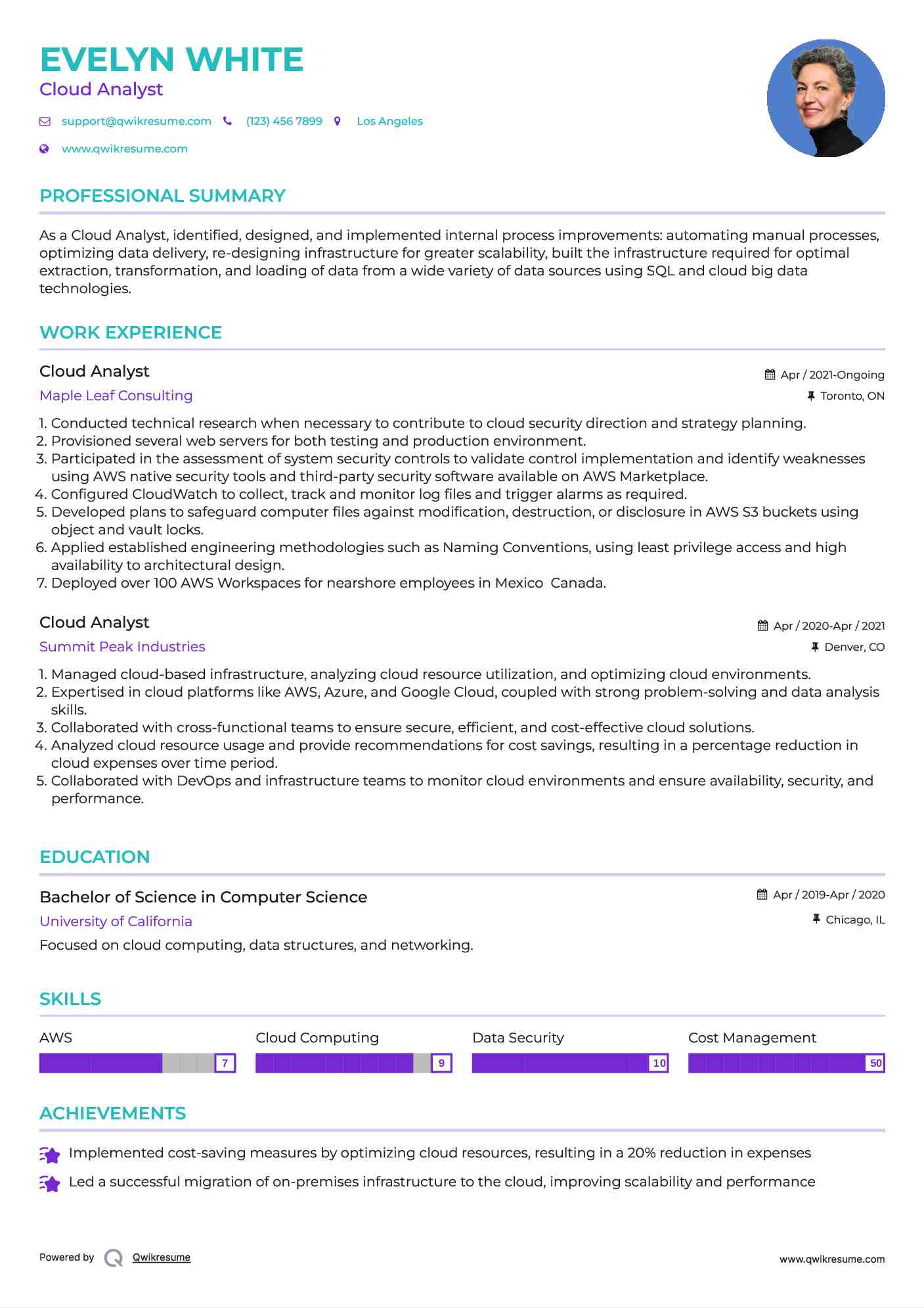 Cloud Analyst Resume Model