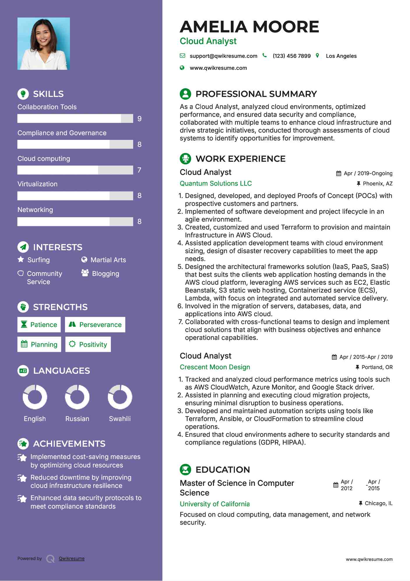 Cloud Analyst Resume Model