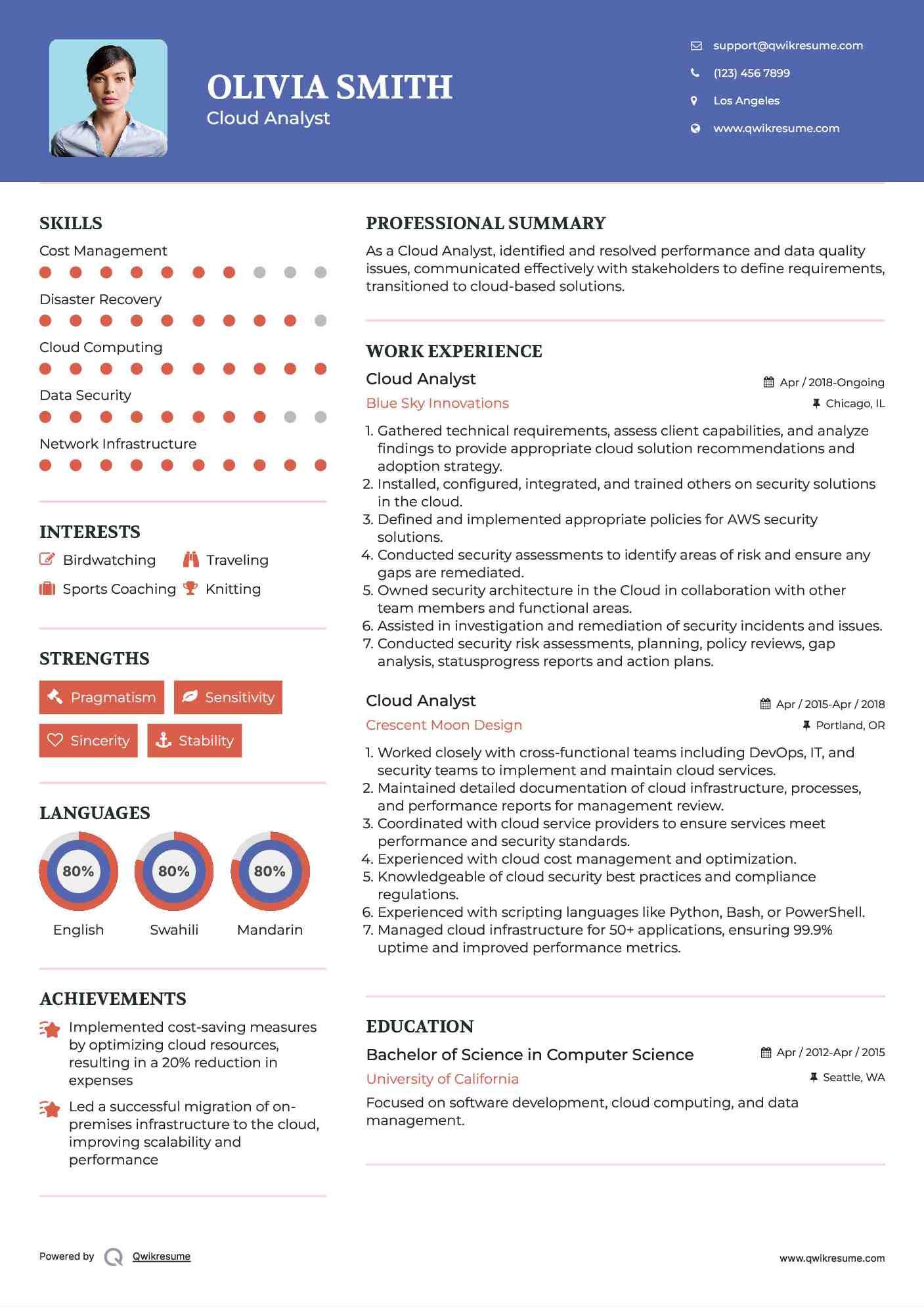 Cloud Analyst Resume Format