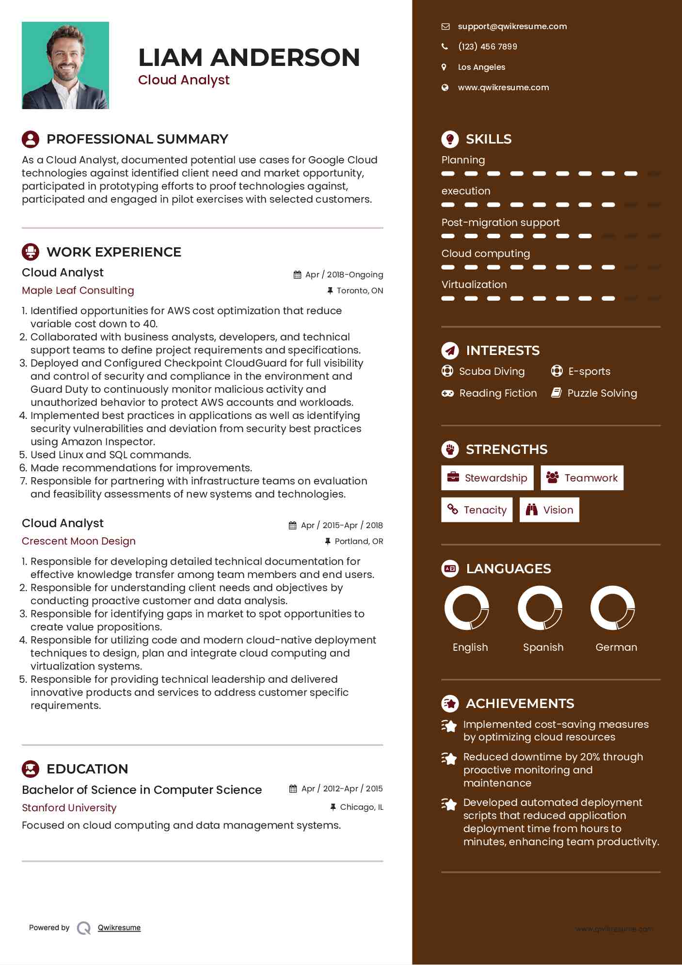 Cloud Analyst Resume Format