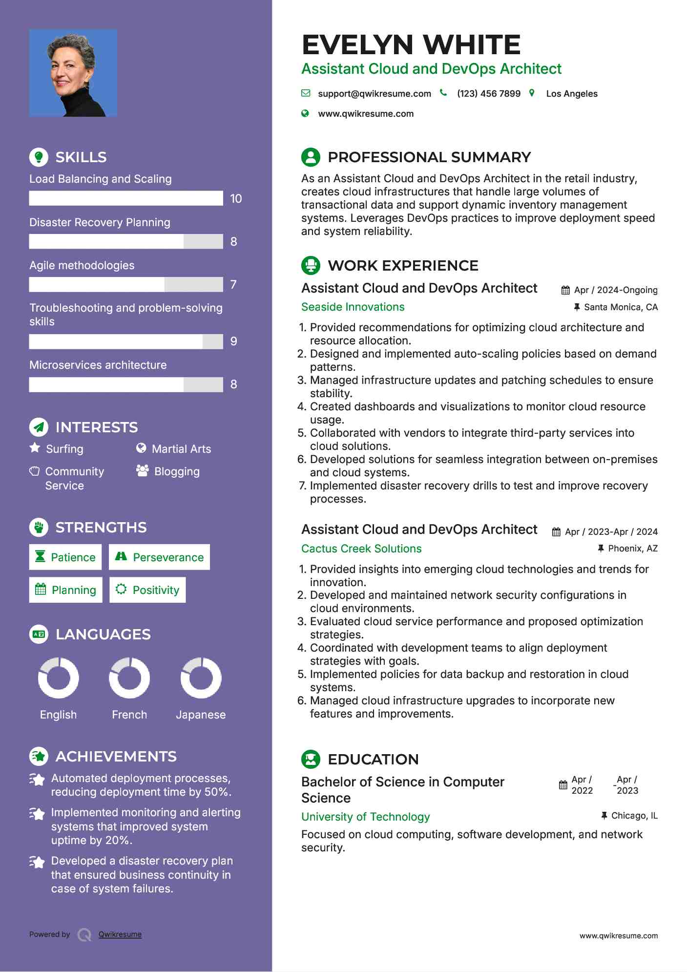 Assistant Cloud and DevOps Architect Resume Sample