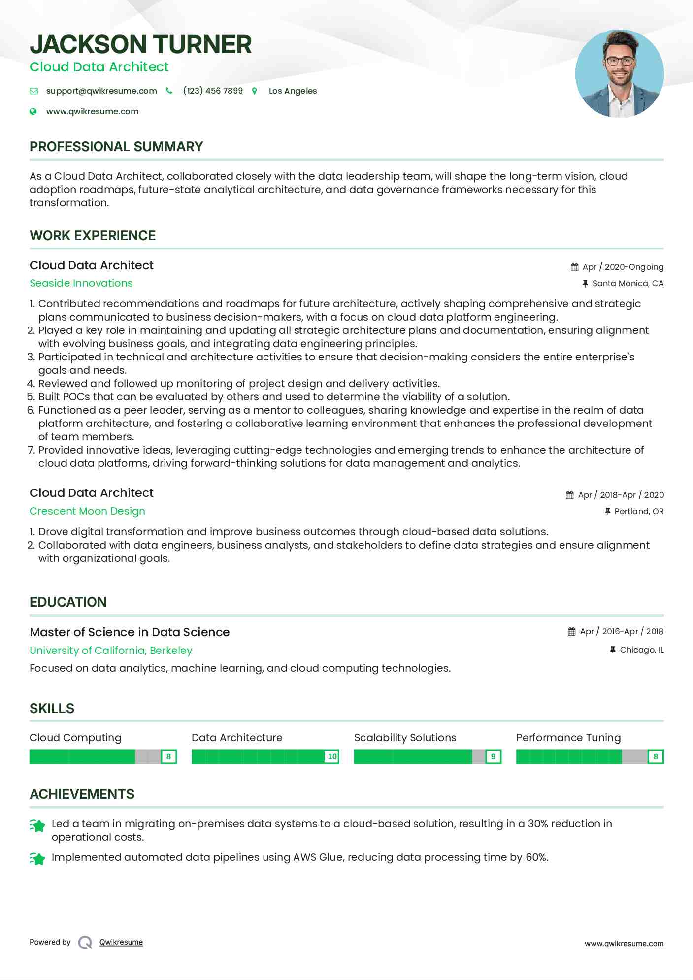 Cloud Data Architect Resume Model