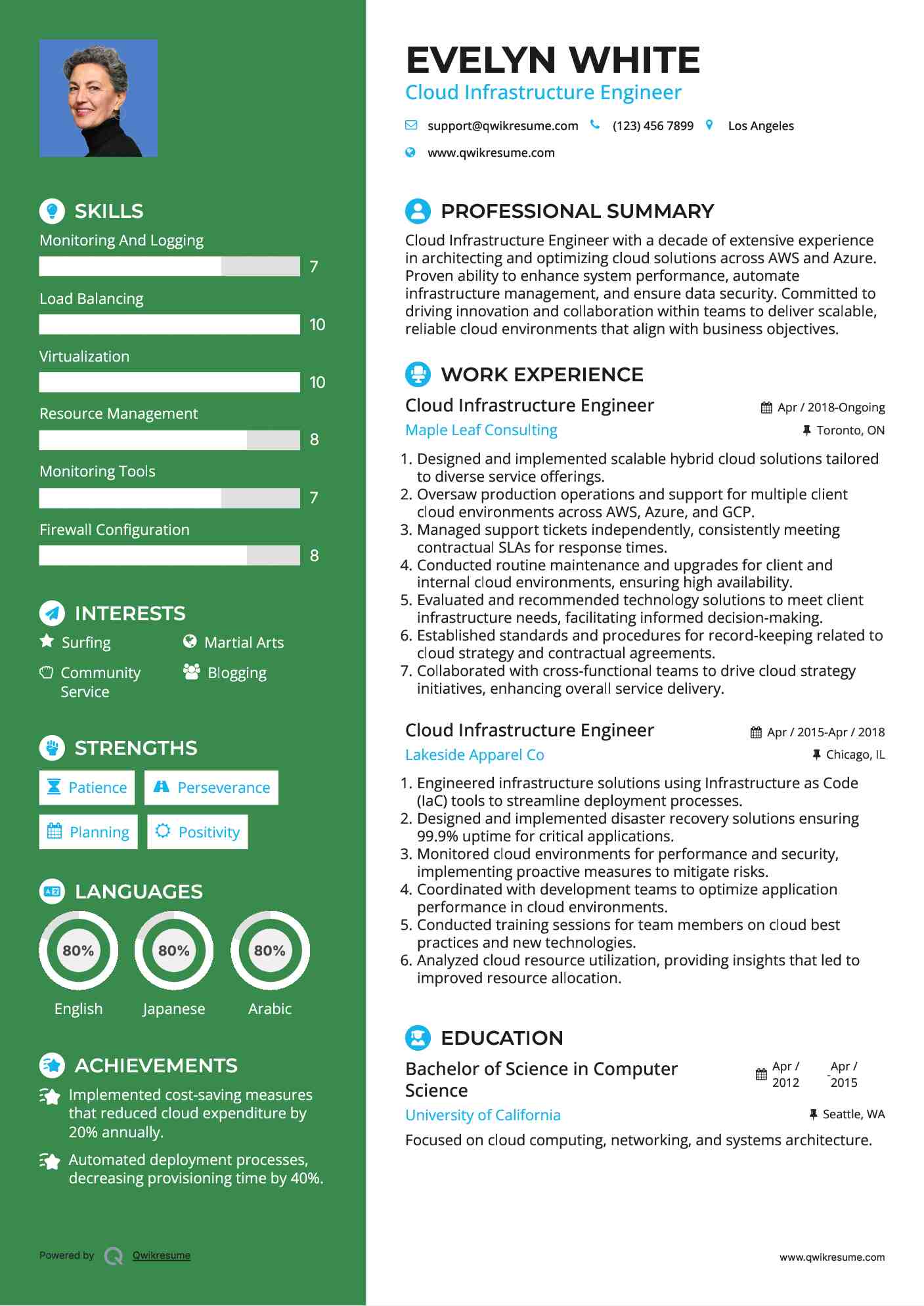 Cloud Infrastructure Engineer Resume Model