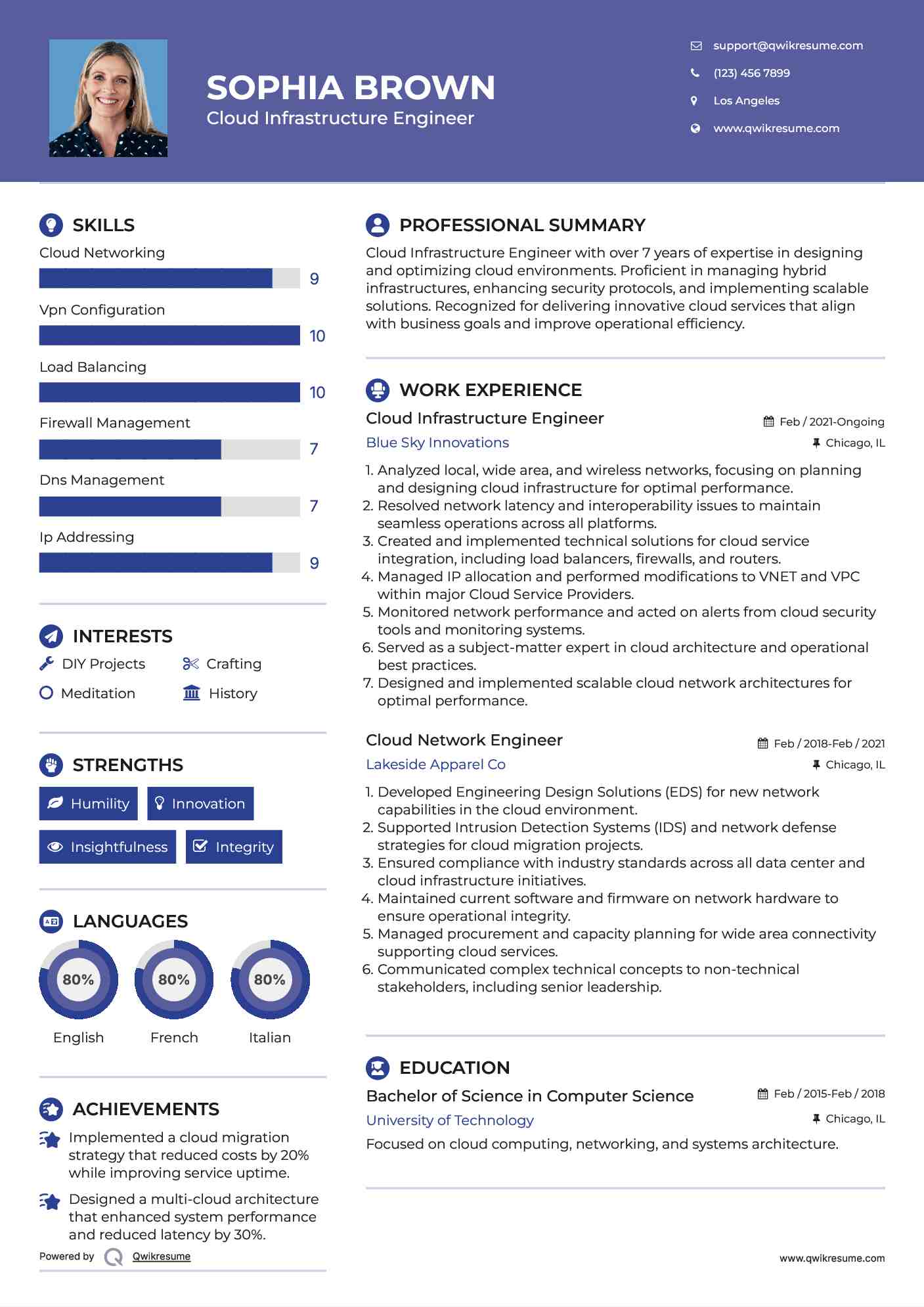 Cloud Infrastructure Engineer Resume Model