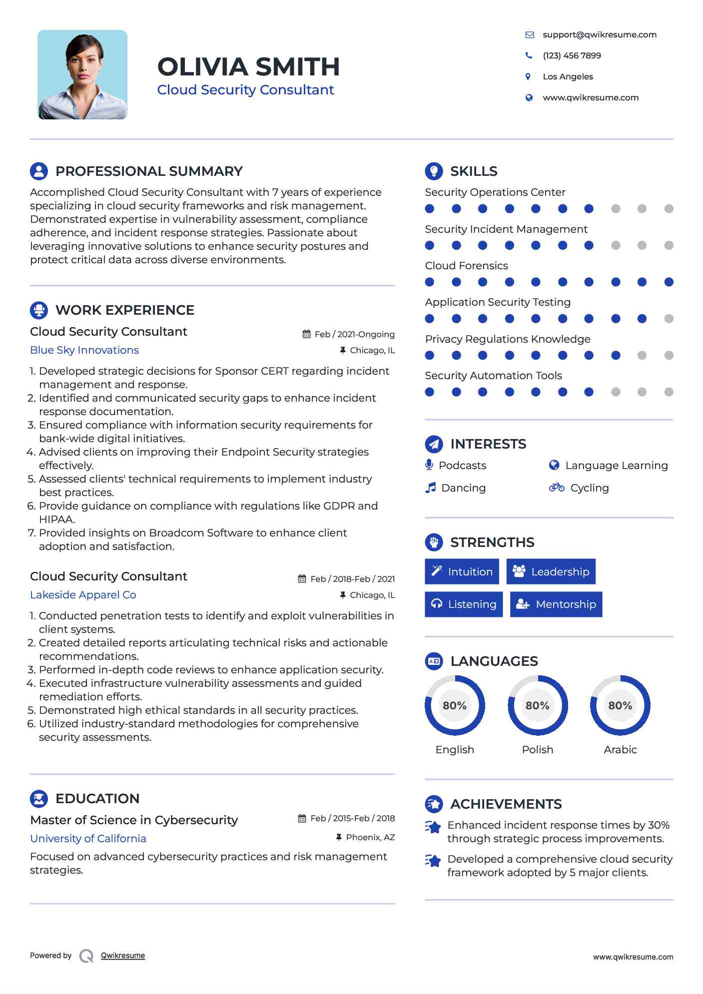 Cloud Security Consultant Resume Example