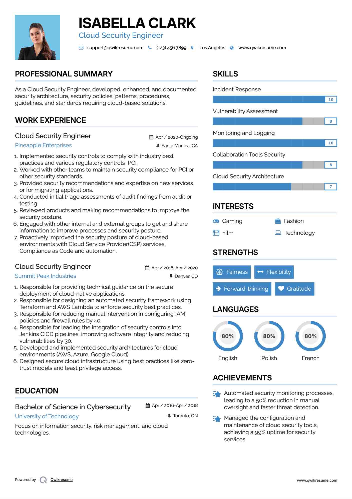 Cloud Security Engineer Resume Model