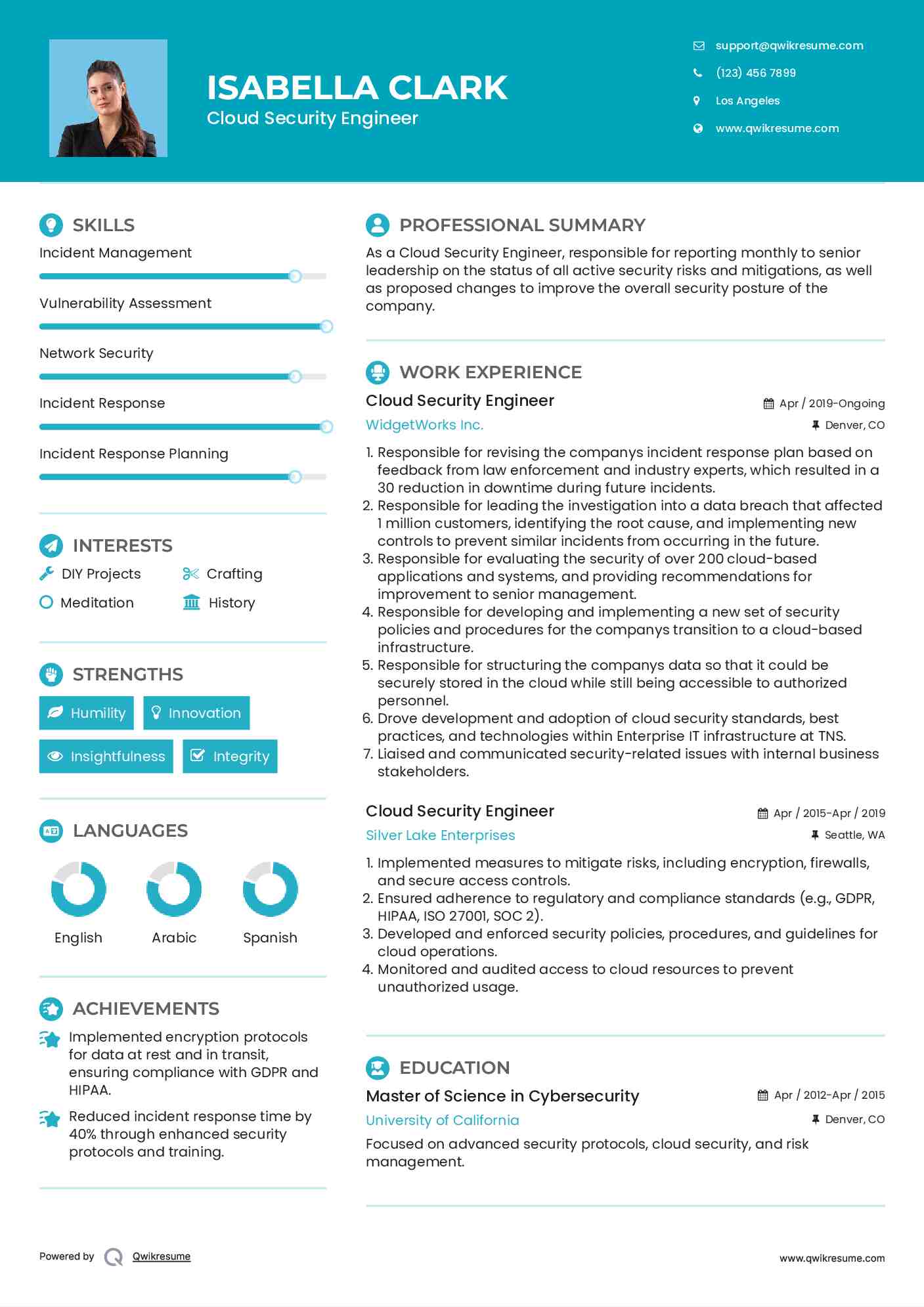 Cloud Security Engineer Resume Sample