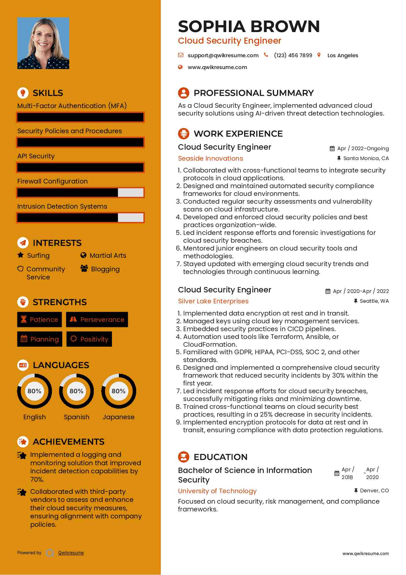 Cloud Security Engineer Resume Sample
