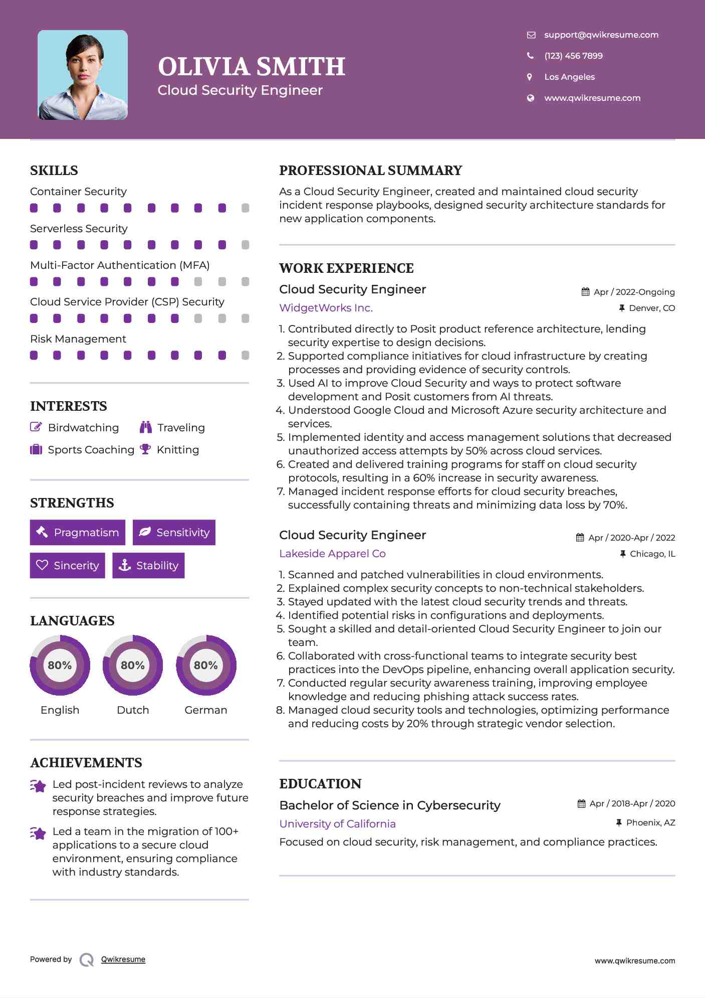 Cloud Security Engineer Resume Model