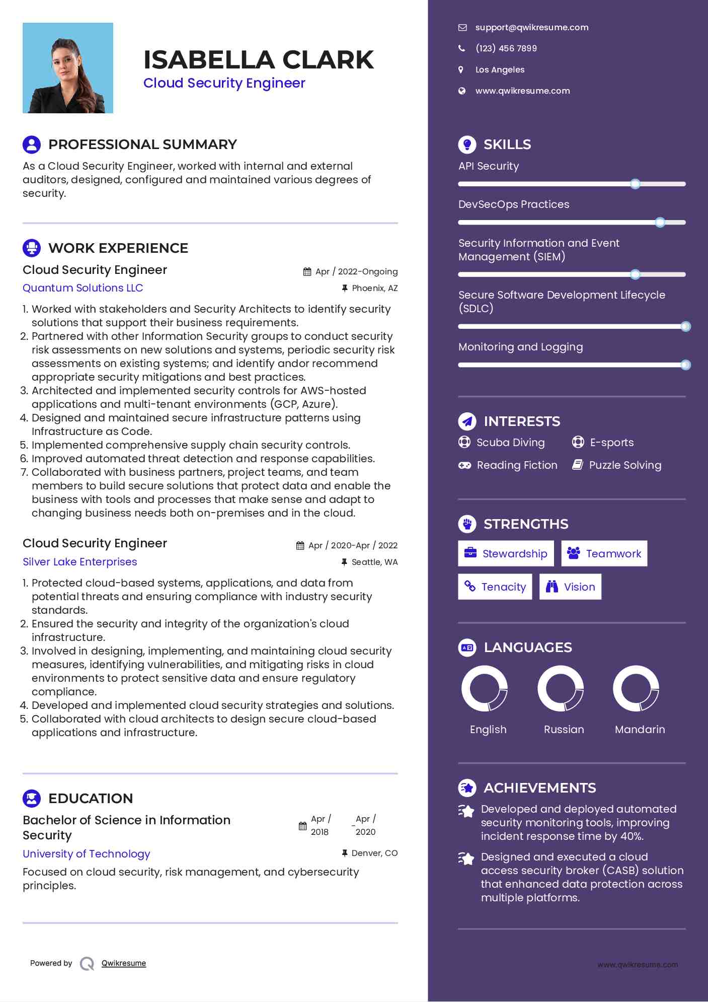 Cloud Security Engineer Resume Sample