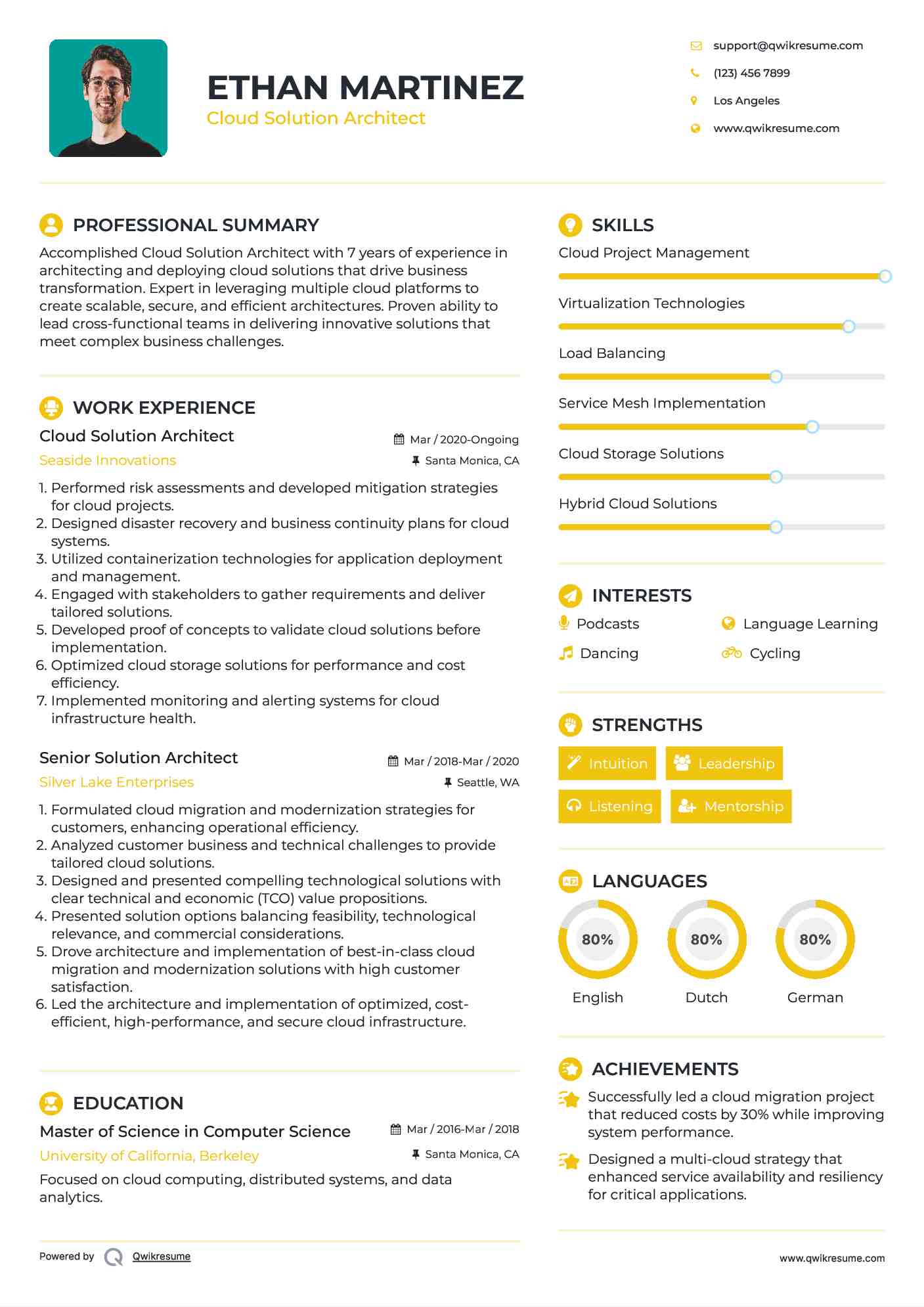 Cloud Solution Architect Resume Model