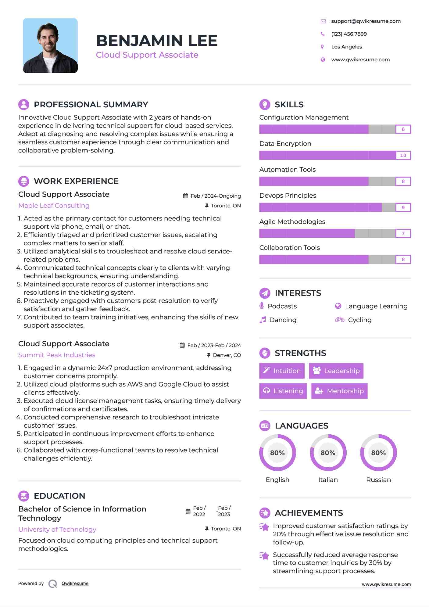 Cloud Support Associate Resume Model