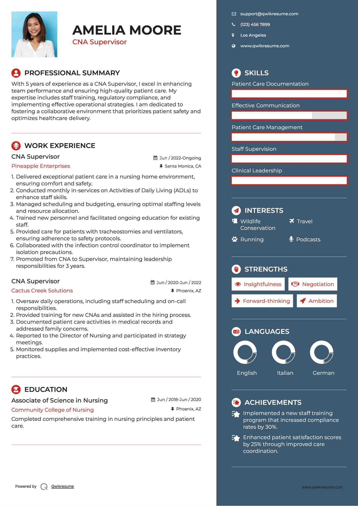 CNA Supervisor Resume Template