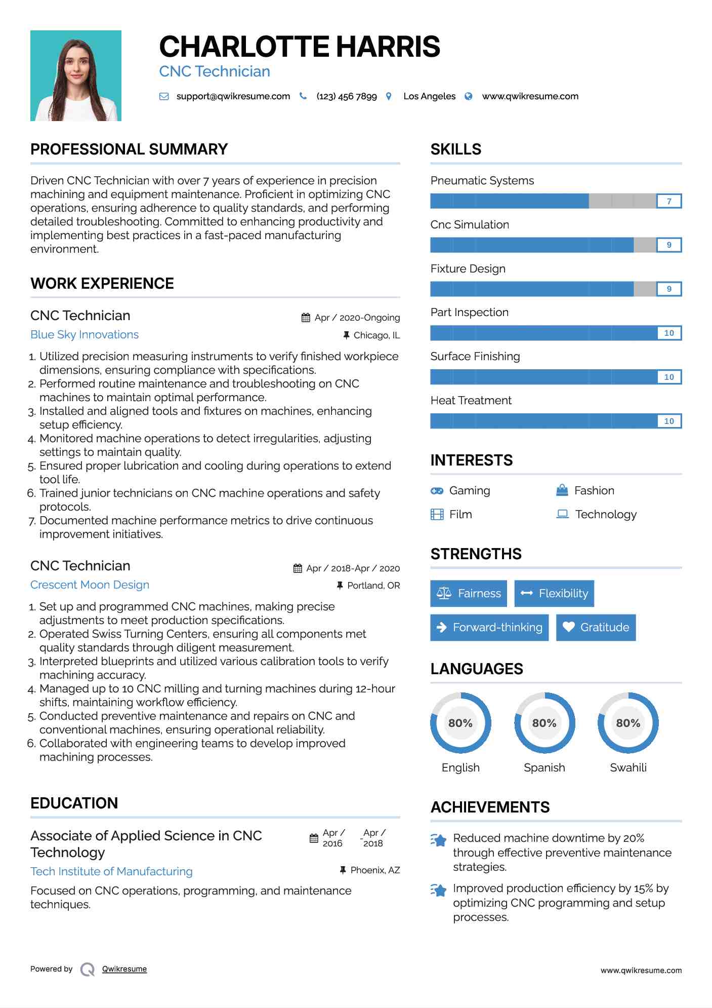 CNC Technician Resume Model
