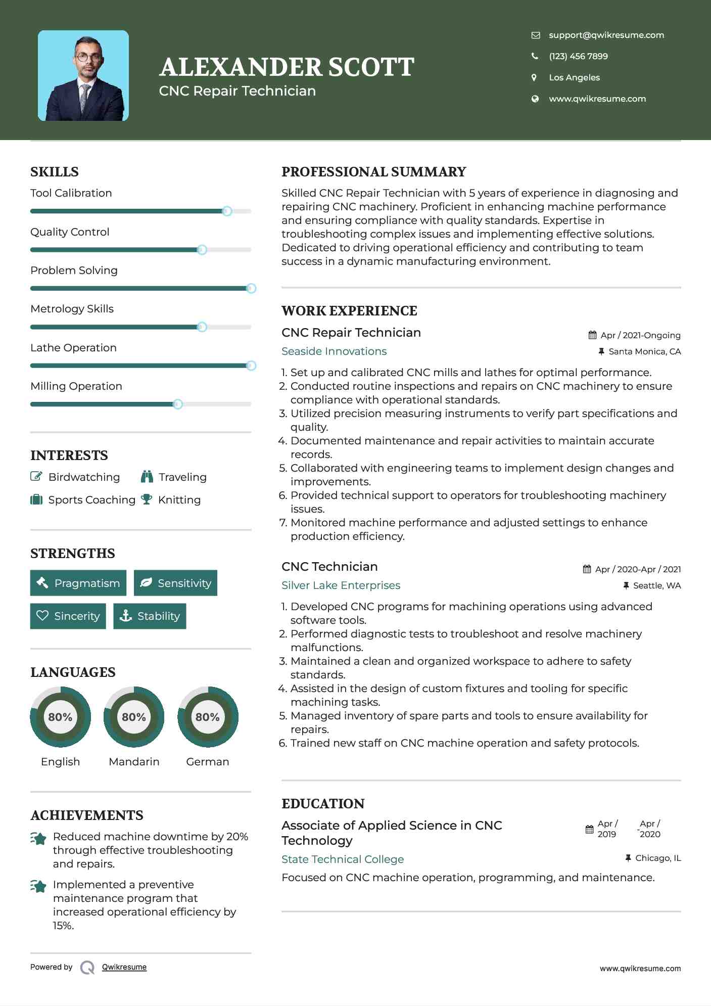 CNC Repair Technician Resume Template