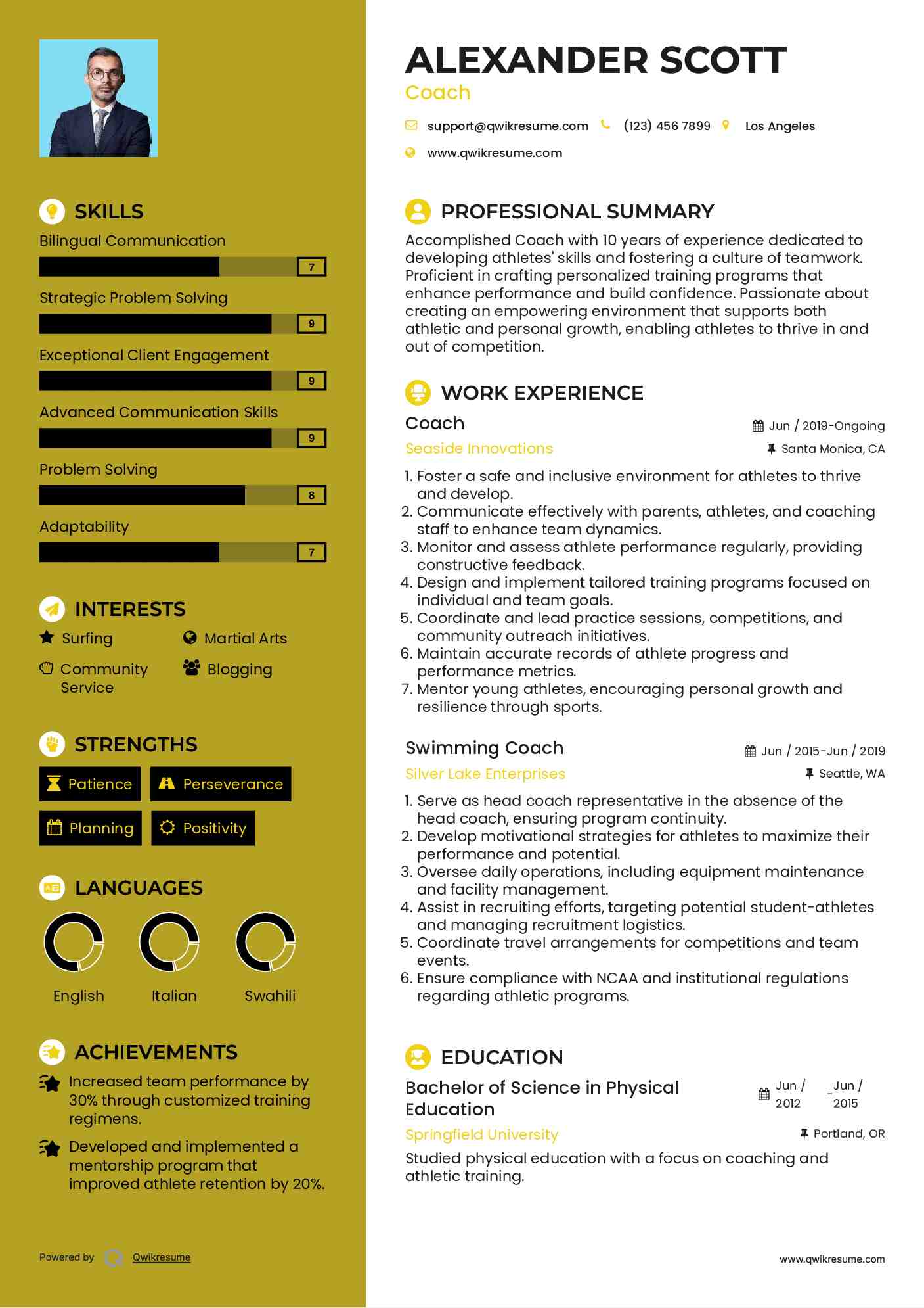 Coach Resume Template