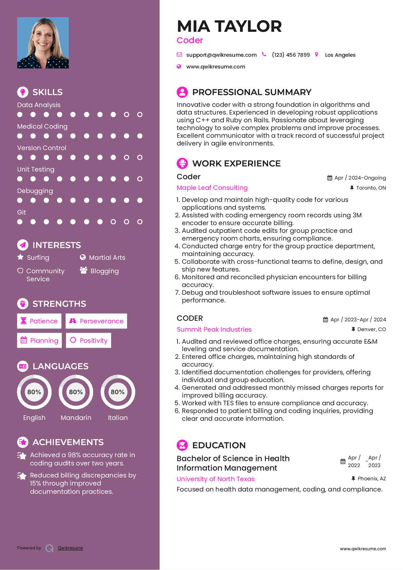 Coder Resume Template