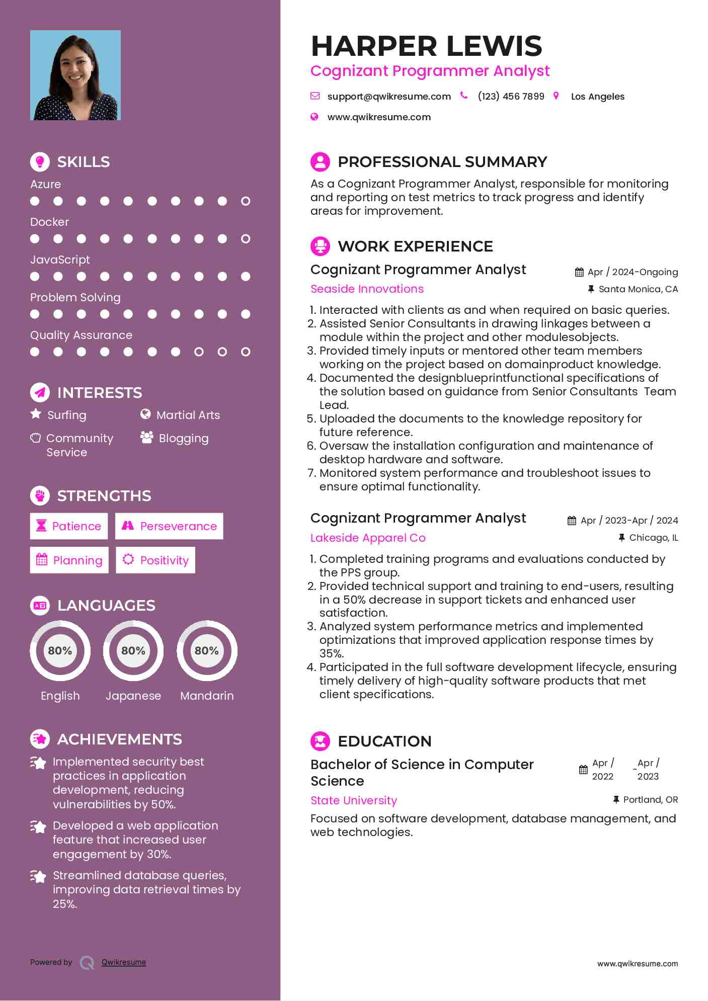10 Cognizant Programmer Analyst Resume Samples Templates for 2025 10 Cognizant Programmer Analyst Resume Samples Templates for 2025
