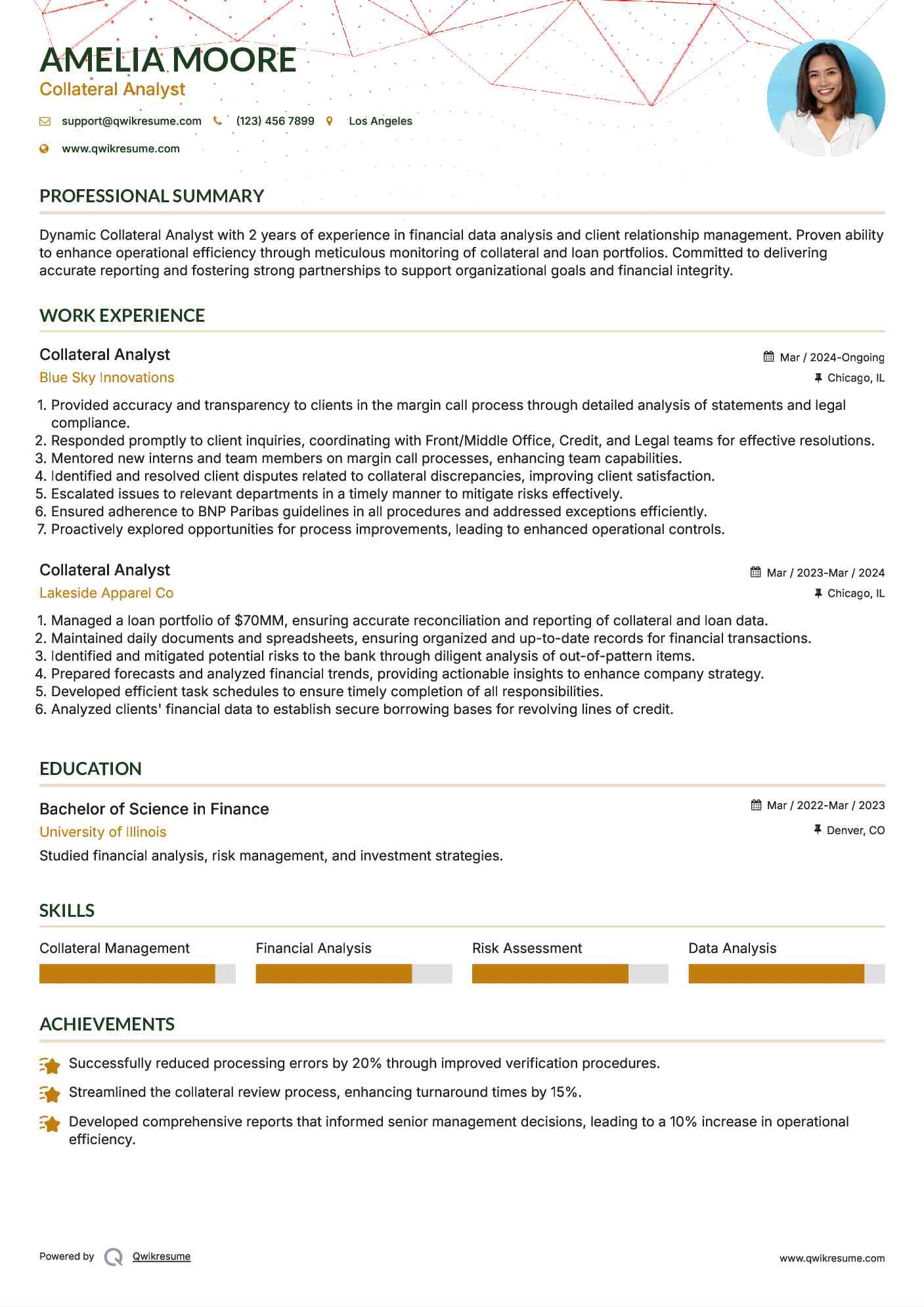 Collateral Analyst Resume Template