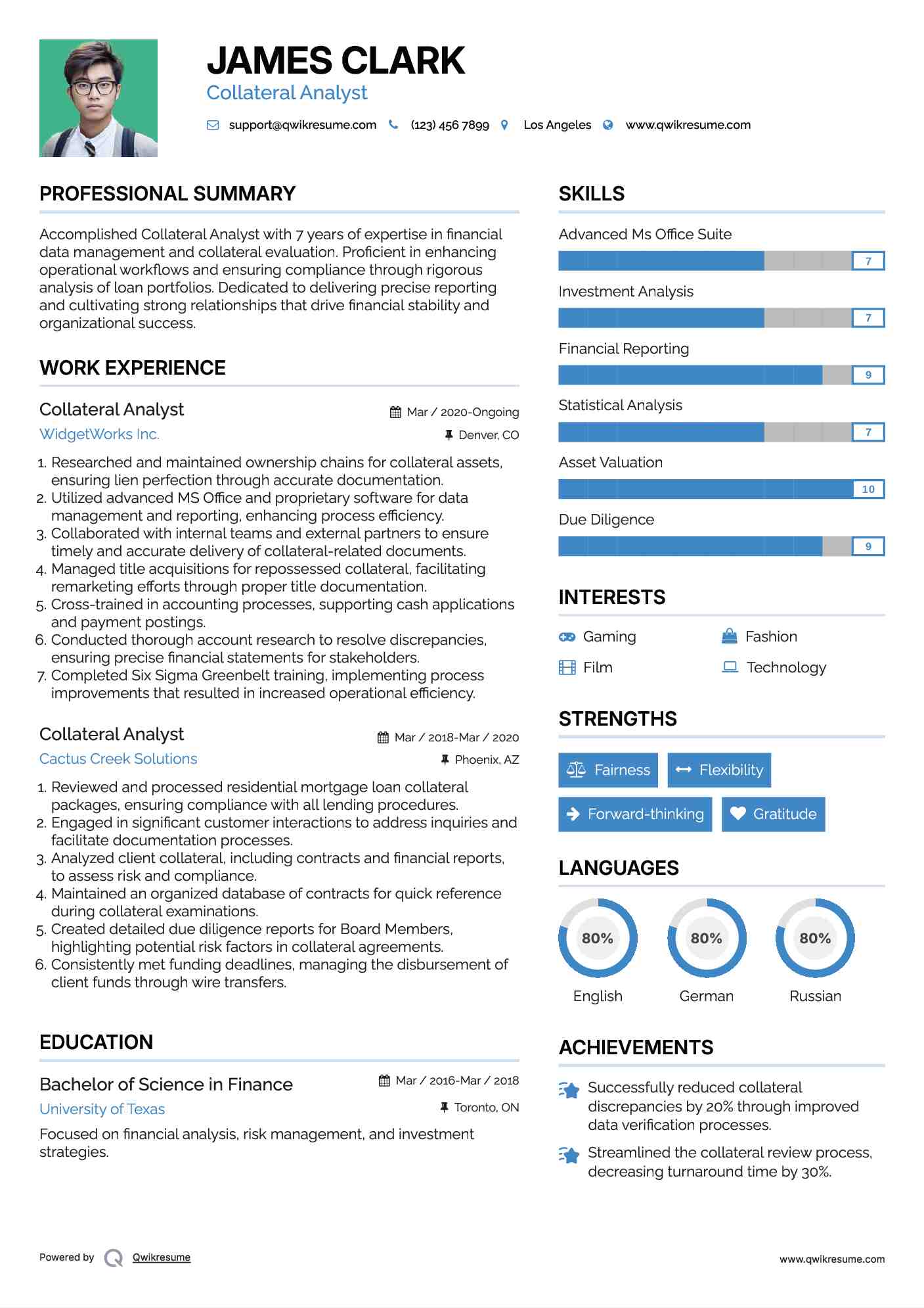 Collateral Analyst Resume Template