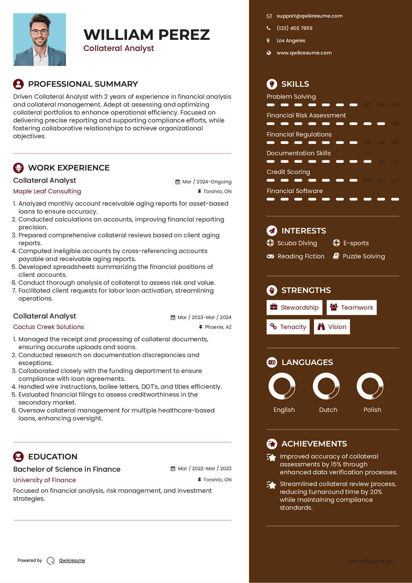 Collateral Analyst Resume Format