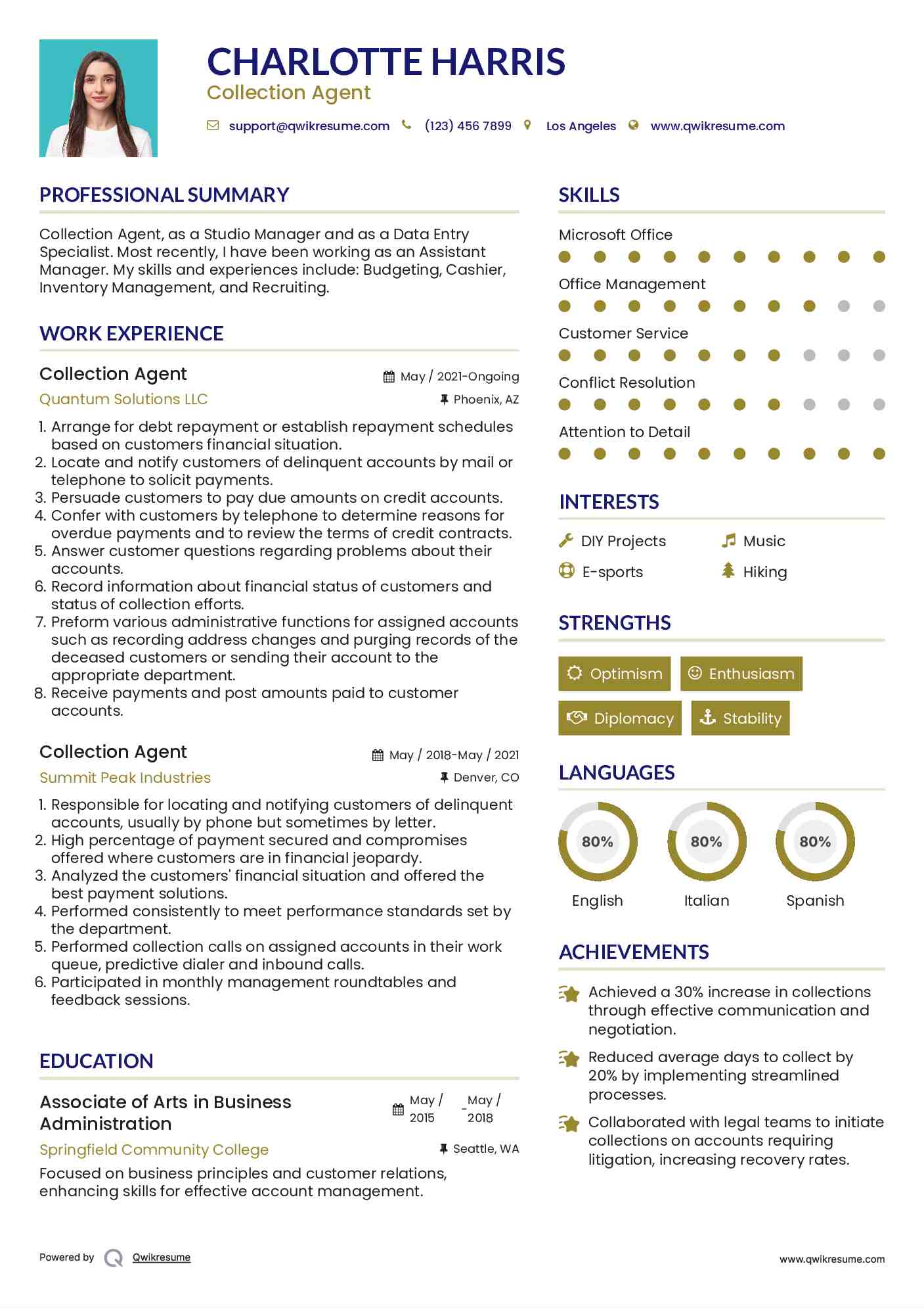 Collection Agent Resume Format
