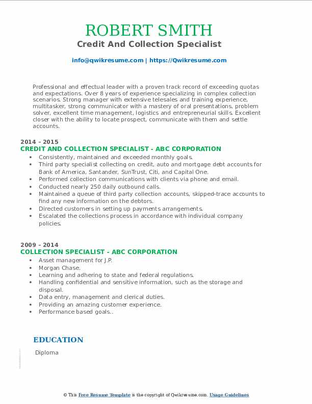 Collection Specialist Resume Samples - Collection Specialist 1559386841 Pdf 