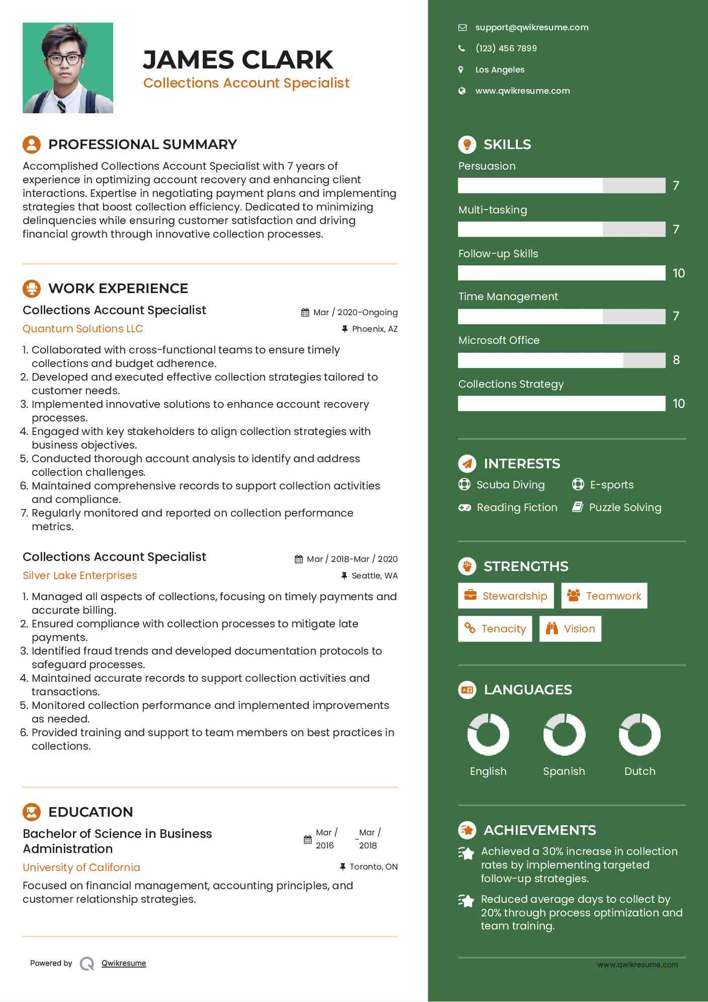 Collections Account Specialist Resume Model